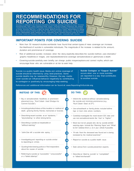 Recommendations for Reporting on Suicide