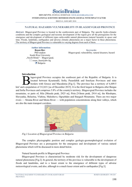 Natural Hazards Vulnerability in Blagoevgrad Province