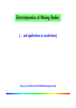 Electrodynamics of Moving Bodies