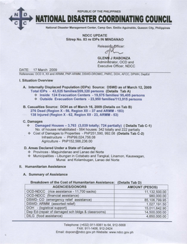 Sitrep 83 IDPS in Mindanao 16 March 2009.Mdi