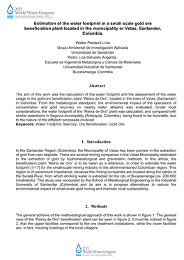 Estimation of the Water Footprint in a Small Scale Gold Ore Beneficiation Plant Located in the Municipality Or Vetas, Santander, Colombia