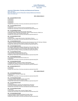 List of Reviewers 2014