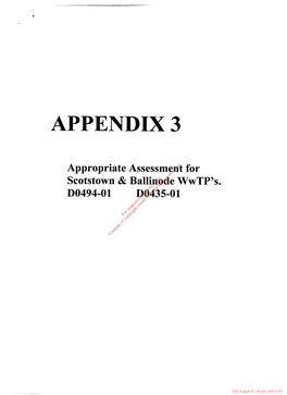 APPENDIX 3 Appropriate Assessment for Scotstown