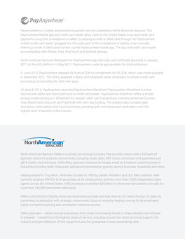 North American Bancard (NAB) Is a Private Processing Company That Provides Clients with a Full Suite of Payment Solutions Produc