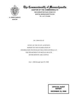 2008-0242-4T the Department of Mental Health Metro Boston Area