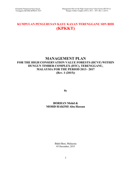 HCVF Management Plan for Cherul Forest Concession