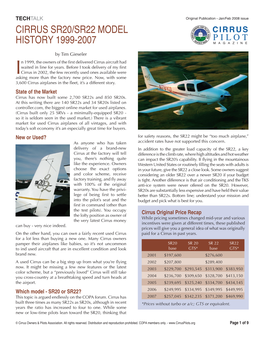 Cirrus SR20/SR22 Model History 1999-2007