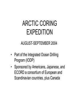 Arctic Coring Expedition