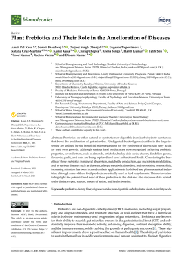 Plant Prebiotics and Their Role in the Amelioration of Diseases