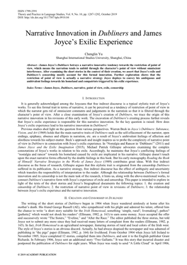 Narrative Innovation in Dubliners and James Joyce's Exilic Experience