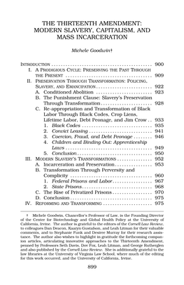 The Thirteenth Amendment: Modern Slavery, Capitalism, and Mass Incarceration