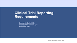 Clinical Trial Reporting Requirements