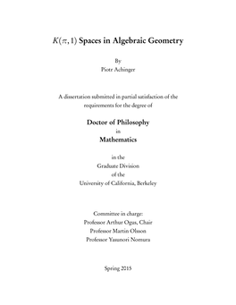 K(Π,1) Spaces in Algebraic Geometry