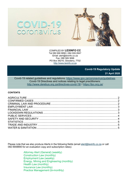 Covid-19 Regulatory Update 21Apr2020