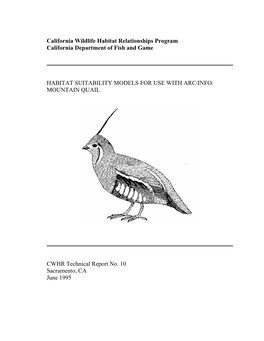 Habitat Suitability Model for Mountain Quail