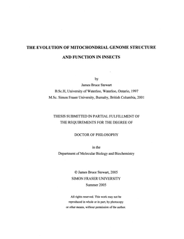 The Evolution of Mitochondrial Genome Structure and Function in Insects