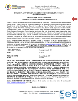 Consejo Superior De La Judicatura Dirección Seccional De Administración Judicial Ibagué – Tolima. Carrera 2 No.11-80/82 –