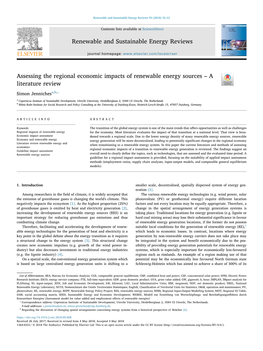 Assessing the Regional Economic Impacts of Renewable Energy Sources