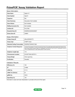 Primepcr™Assay Validation Report