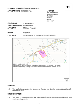 60 SUMMARY 1.1 This Application Proposes Two Annexes at the Rear Of