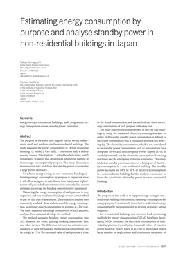 Estimating Energy Consumption by Purpose and Analyse Standby Power in Non-Residential Buildings in Japan