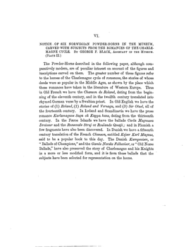 Notice . of Six Norwegian Powder-Horns in the Museum, Carved with Subjects Fro E Romancem Th Charle E Th F So - Magne Cycle Y Georgb