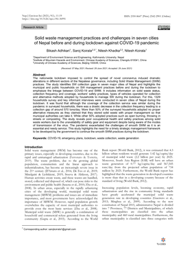 Solid Waste Management Practices and Challenges in Seven Cities of Nepal Before and During Lockdown Against COVID-19 Pandemic