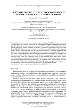 Butterfly Community Structure and Diversity in Sangihe Islands, North Sulawesi, Indonesia - 2501