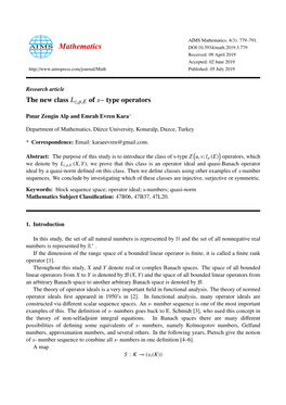 The New Class Lz,P,E of S− Type Operators