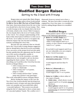 Modified Bergen Raises Getting to the 3 Level with 9 Trump