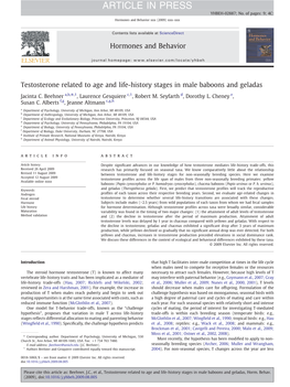 Testosterone Related to Age and Life-History Stages in Male Baboons and Geladas