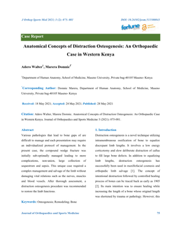 Anatomical Concepts of Distraction Osteogenesis: an Orthopaedic Case in Western Kenya