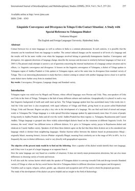 Linguistic Convergence and Divergence in Telugu-Urdu Contact