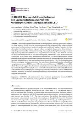 SCH23390 Reduces Methamphetamine Self-Administration and Prevents Methamphetamine-Induced Striatal LTD