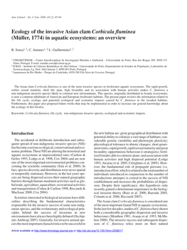 Ecology of the Invasive Asian Clam Corbicula Fluminea (Müller, 1774)