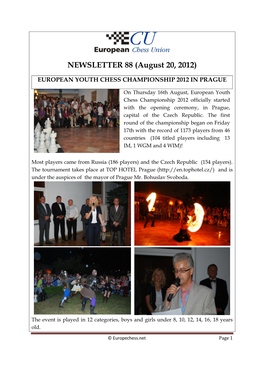 NEWSLETTER 88 (August 20, 2012)