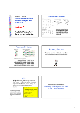 Lecture 7 Protein Secondary Structure Prediction