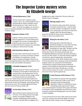 The Inspector Lynley Mystery Series by Elizabeth George