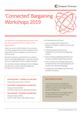 'Connected' Bargaining Workshops 2019