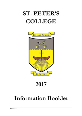 ST. PETER's COLLEGE 2017 Information Booklet