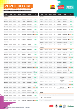 2020 Fixture Revised As at 20 November 2020 Chemist Warehouse Wnbl Championship