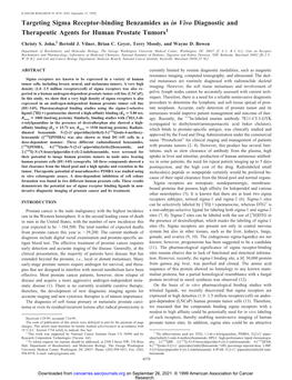 Targeting Sigma Receptor-Binding Benzamides As in Vivo Diagnostic and Therapeutic Agents for Human Prostate Tumors1