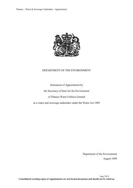 Thames Water Consolidated Licence