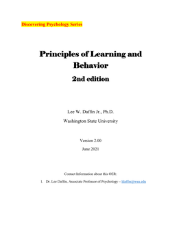 Principles of Learning and Behavior 2Nd Edition