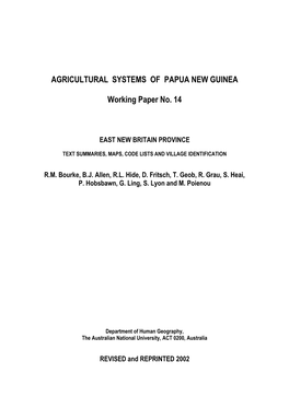 Agricultural Systems of Papua New Guinea Working Paper No. 14