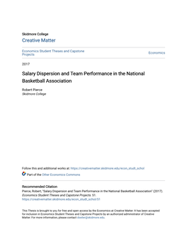 Salary Dispersion and Team Performance in the National Basketball Association
