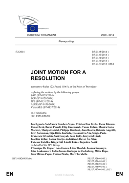 En En Joint Motion for a Resolution