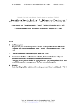 Zerstörte Fortschritte“ / „Diversity Destroyed“