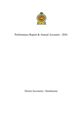 Annual Performance Report and Accounts of Hambantota District Secretariat for the Year 2016