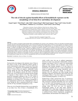 The Role of Chrysin Against Harmful Effects of Formaldehyde Exposure on the Morphology of Rat Fetus Liver and Kidney Development